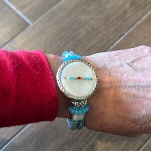 Stunning blue/white bracelet w/ magnetic closure. BRAND NEW W/TAG. Laura Janelle